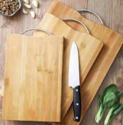 Bamboo cutting board with metal handle, set of 3pcs