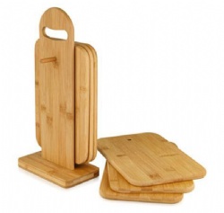 4 Piece Bamboo Chopping Board Set, 3 Piece Kitchen Cutting Boards 1 Stand