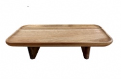 Acacia wood serving tray with foot