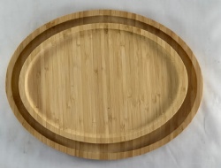 bamboo serving tray oval, set of 2pcs