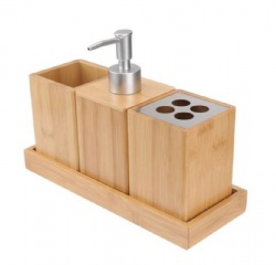 Bamboo 4-Piece Bathroom Accessory Set
